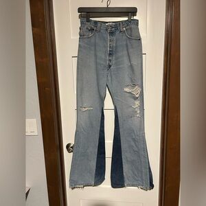 Re/Done X Levi’s 70’s Two - Face  Flare Jeans Distressed Size 27